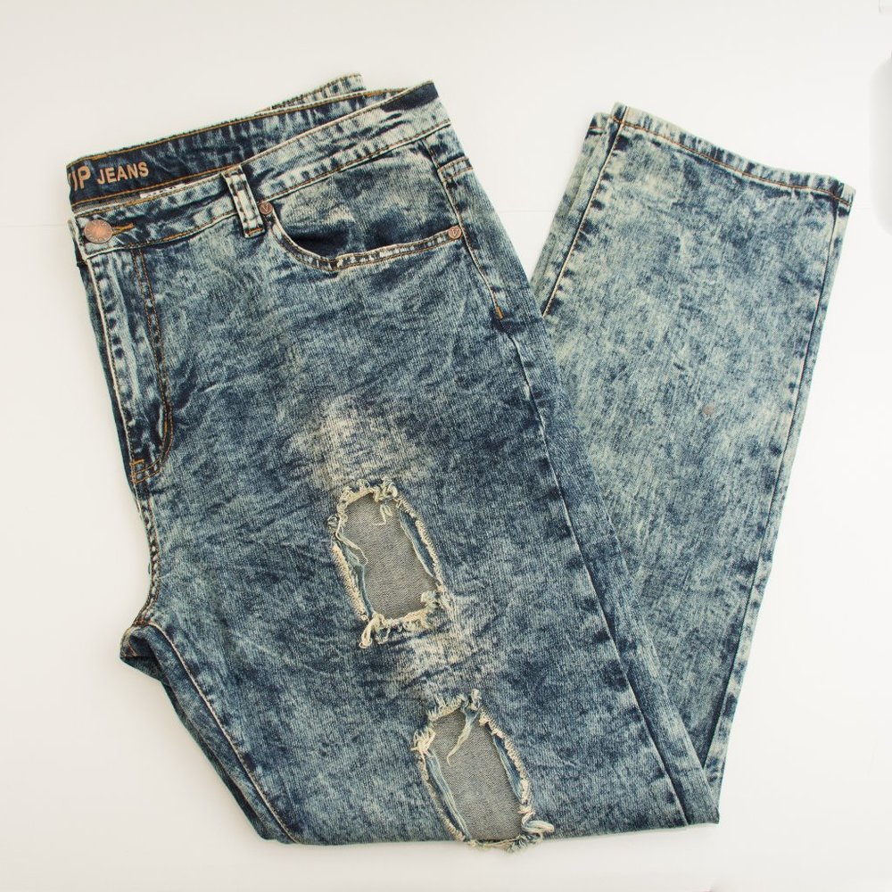 V.I.P. Acid Wash Ripped Distressed Jeans
